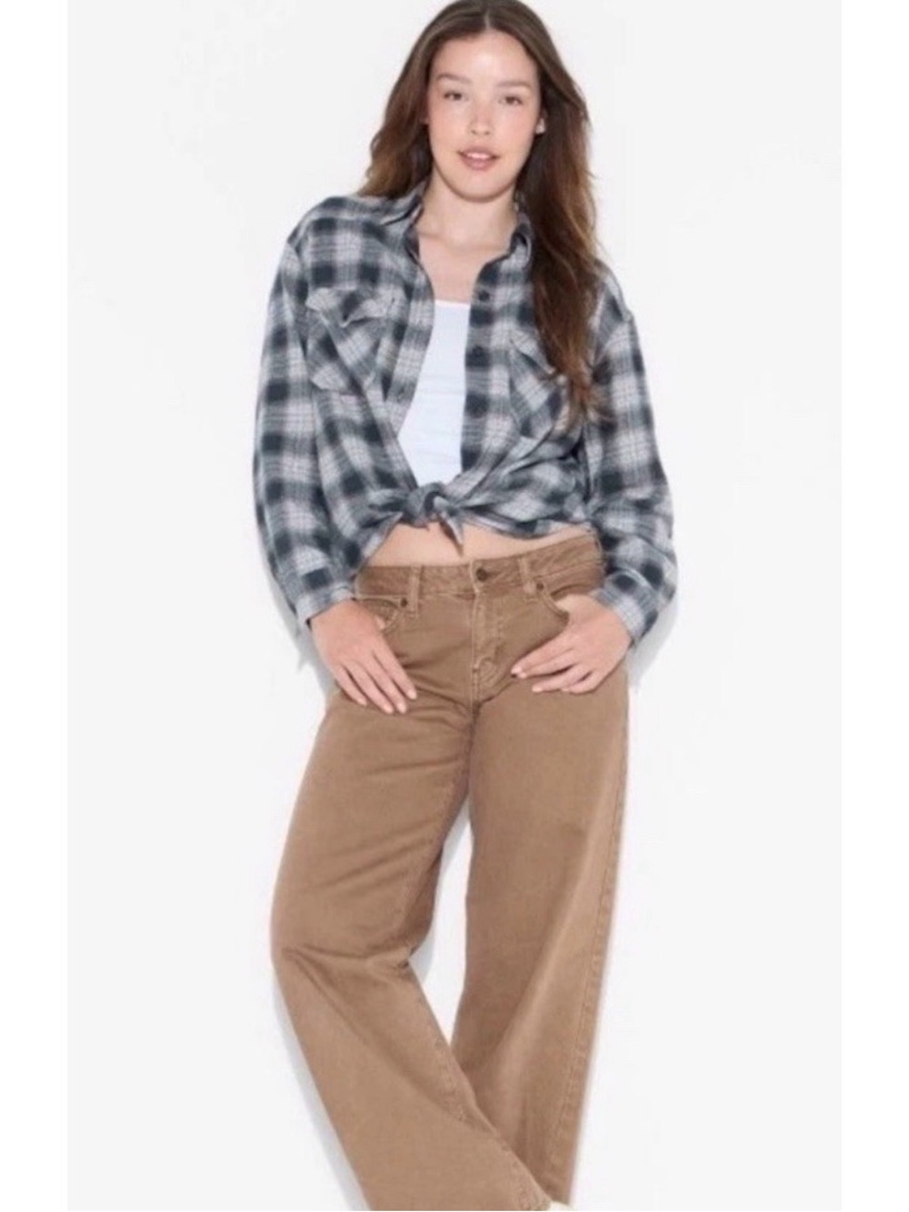 NWT Women's Wild Fable Oversized Flannel Shirt Black Plaid Sz M